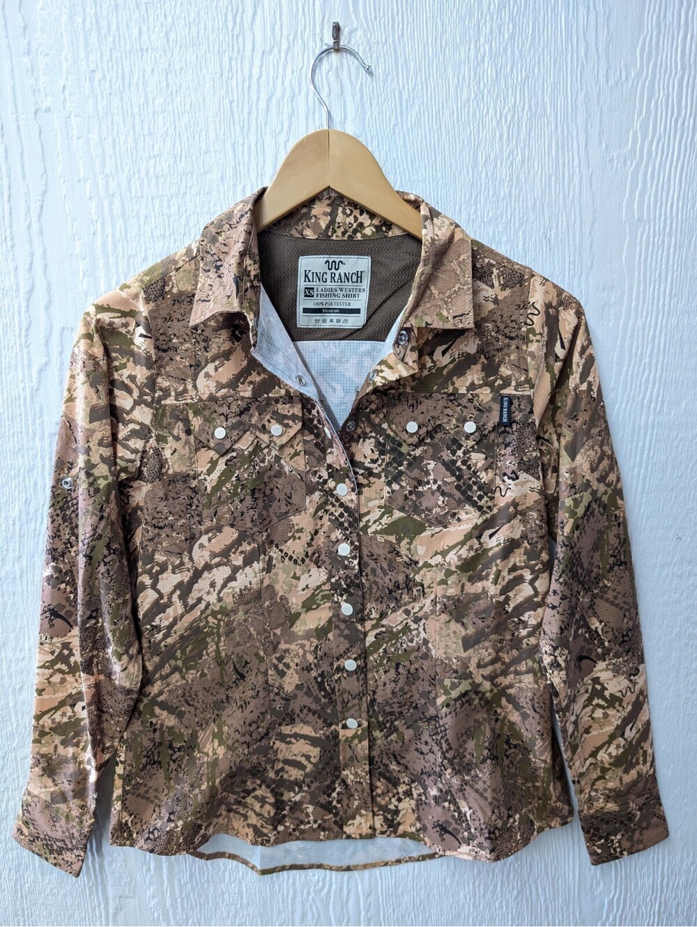 King Ranch Ladies Western Fishing Shirt Camo Hunting Camping Women's Size XS